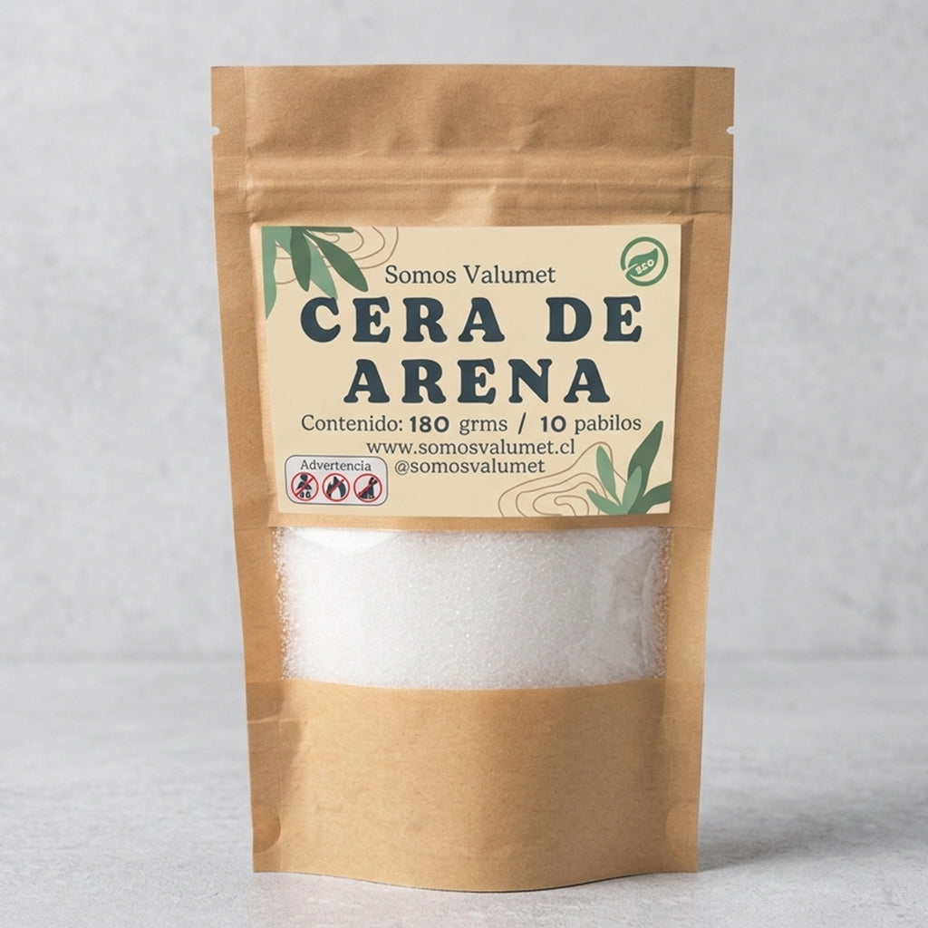 Cera de Arena Premium Valumet | Bolsa 180g + 10 Pabilos Encerados