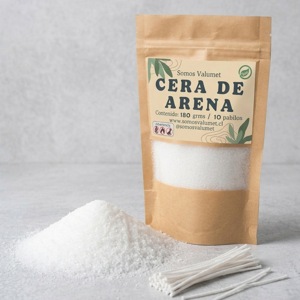 Cera de Arena Premium Valumet | Bolsa 180g + 10 Pabilos Encerados