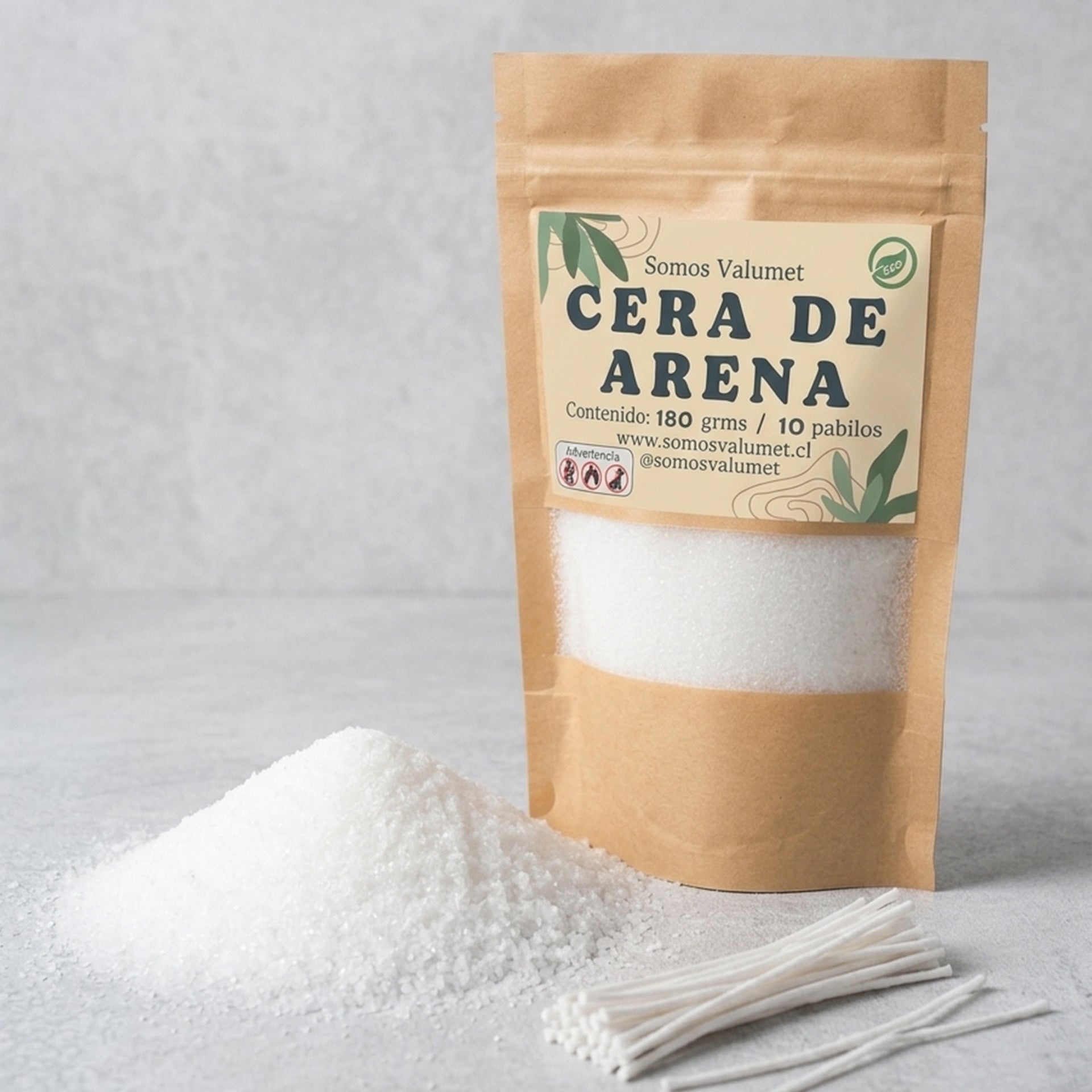 Cera de Arena Premium Valumet | Bolsa 180g + 10 Pabilos Encerados