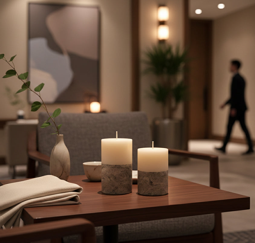 Set 2 Velones Decorativos EcoMarmol L12 + M10