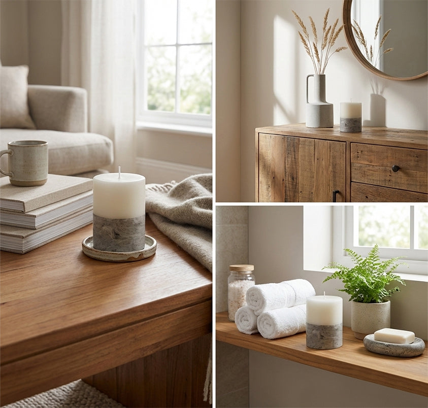 Velón Decorativo M10 | EcoMarmol & Soya