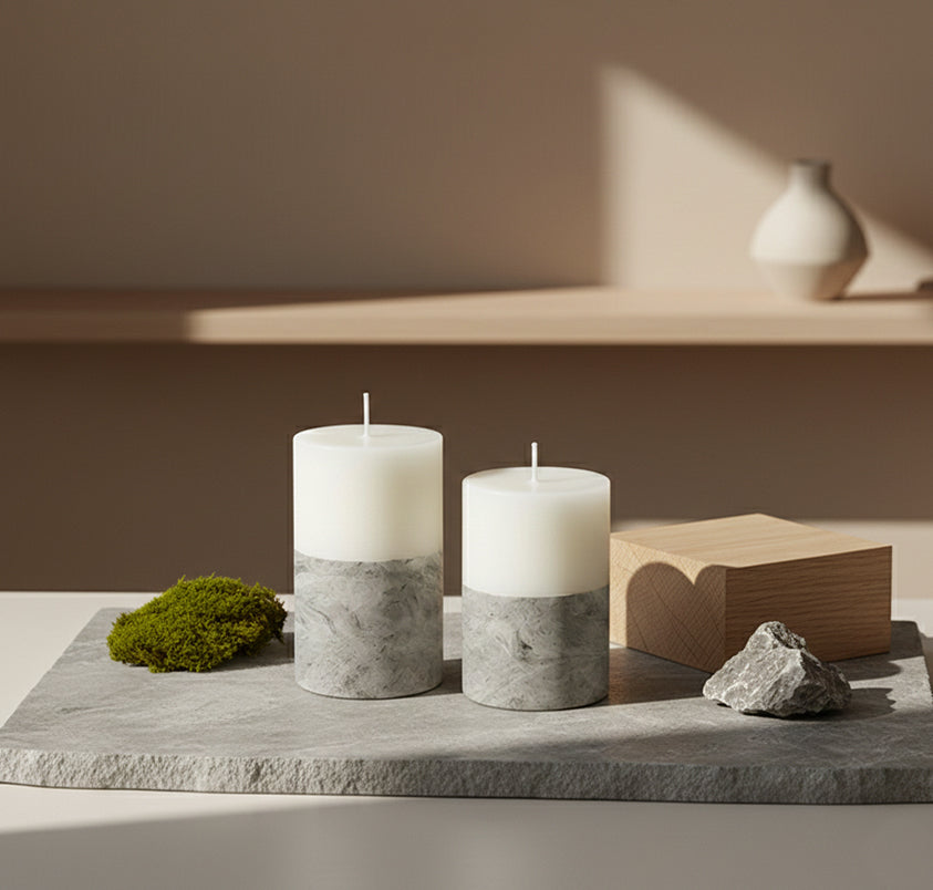 Set 2 Velones Decorativos EcoMarmol L12 + M10